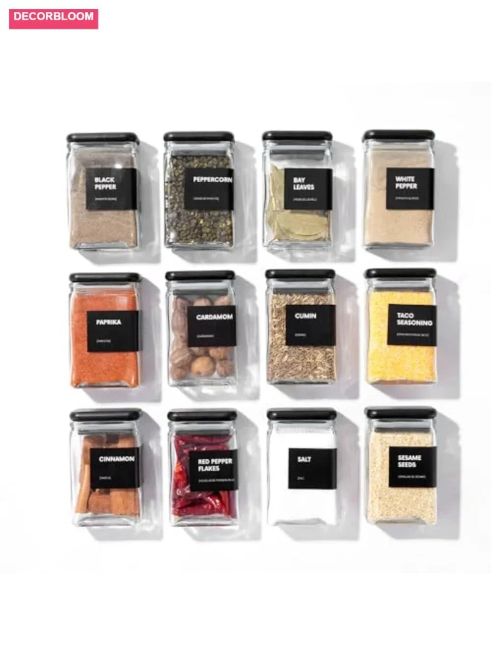 Airtight Glass Canisters with Bamboo Lids, Set of 12, 4oz Storage Jars